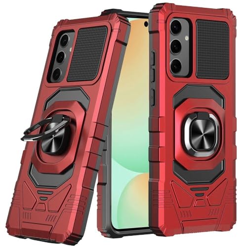 Coque Samsung S25 FE 5G avec anneau anti chute silicone rouge rigide pour éviter les casses d'écran