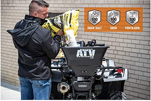 Buyers Products ATVS100 ATV Broadcast Spreader with Rain Cover, 100 lb Capacity, Rear Rack Mount, Poly Hopper, 12V Motor, for Seed, Fertilizer, Salt & Feed, All Season Use, ATV Accessories & Lawn Care by Buyers Products Company - Image 3