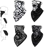 FonVan 4 Stücke Multifunktions-Bandana Gesichtsmaske für Damen & Herren - Elastisches Schlauchtuch als Mundschutz, Halstuch, Balaclava - Für Outdoor, Sport, Ski, Motorrad, Radfahren, Wandern, Laufen