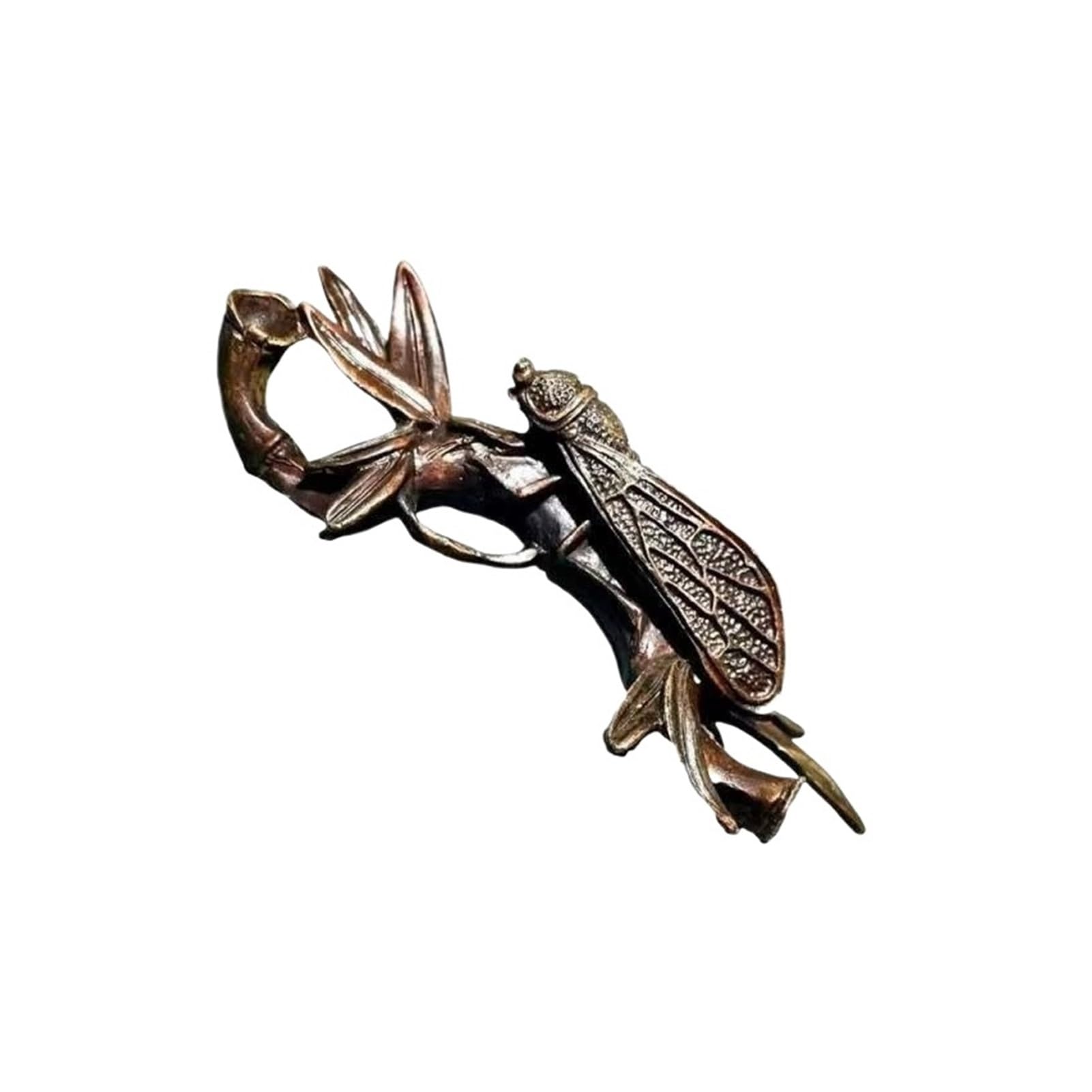 Huolimxun One Color Vintage Copper Bamboo Cicada Old Statue Desk Small Ornaments Home Decoration Craft Jewelry