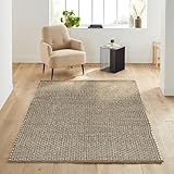 Kaspene Home, Alfombra trenzada de yute natural, hecha a mano con tejido trenzado, ideal para entrada, sala de estar y cocinas, antideslizante, apta para mascotas y niños, 4 x 6 pies