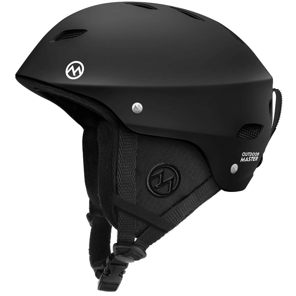 OutdoorMaster Ski Helmet - with ASTM Certified Safety, 9 Options - for Men, Women & Youth (Black,M)