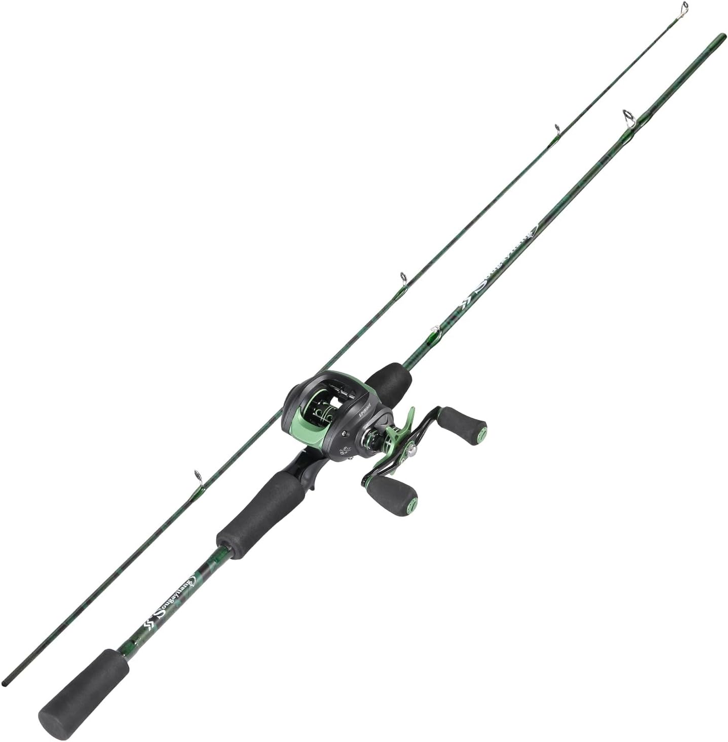 Sougayilang Fiberglass Baitcasting Rod Combo - Two-Piece Medium-Action Rod with Smooth Reel, Sensitive and Durable Combo for Freshwater