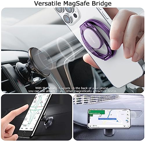 Image of Doflyesky Metal Magnetic Phone Ring Holder, Double Adjustable Phone Grip and Stand Compatible with MagSafe Ring Holder, Compatible with PopSockets MagSafe Ring Grip, Compatible with Case /Cover