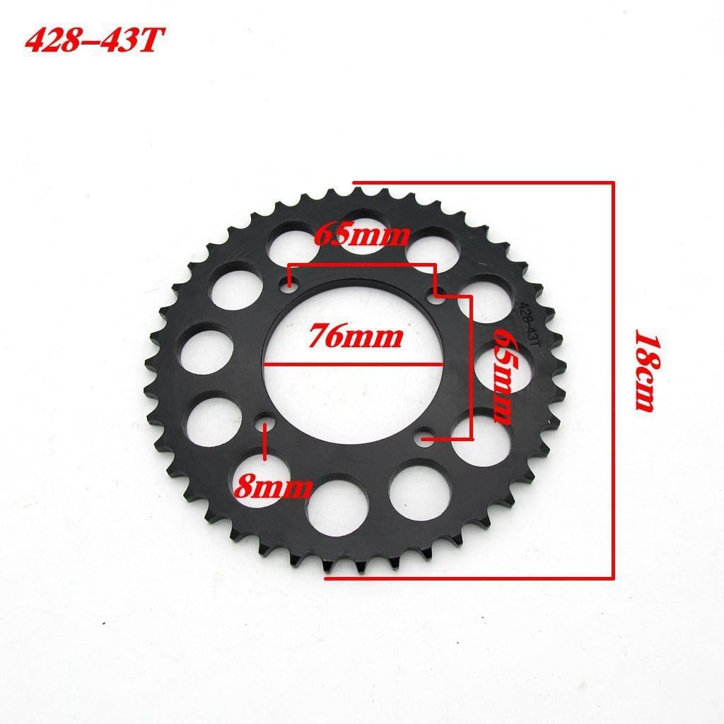 piñón Disco de cadena motocicleta universal, disco transmisión trasera, apto for 428-43T 76MM