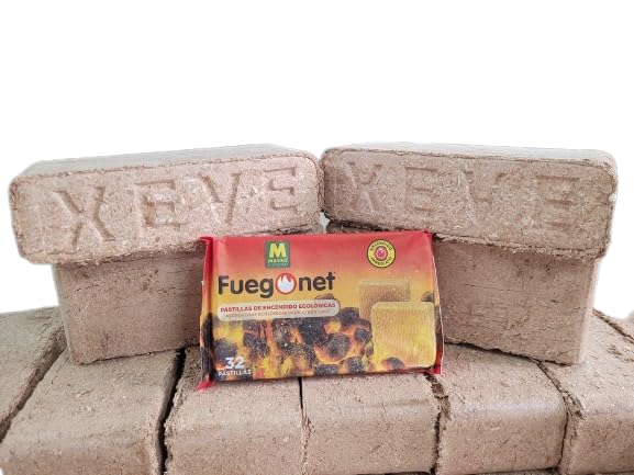 Peyca Pack de 4 Briquetas de Madera para chimeneas, Estufas o Barbacoa, 100% Natural y ecológico,...