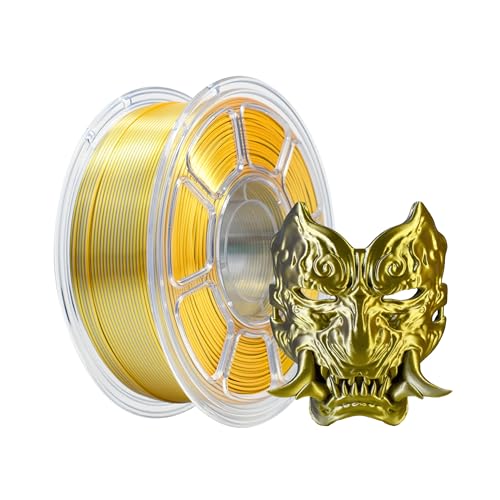 iBOSS Silk Dual Color PLA+ Filament 3D Printer 1.75mm +/- 0.02mm, Bicolor Filament Two Tone PLA Plus 1KG(2.2lbs) Cardboard Spool Fit for 3D Printers, Gold Silver