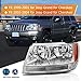 LBRST Headlight Assembly for Jeep Grand for Cherokee 1999-2004 Chrome Housing Amber Reflector Clear Lens Driver and Passenger Side Headlamp