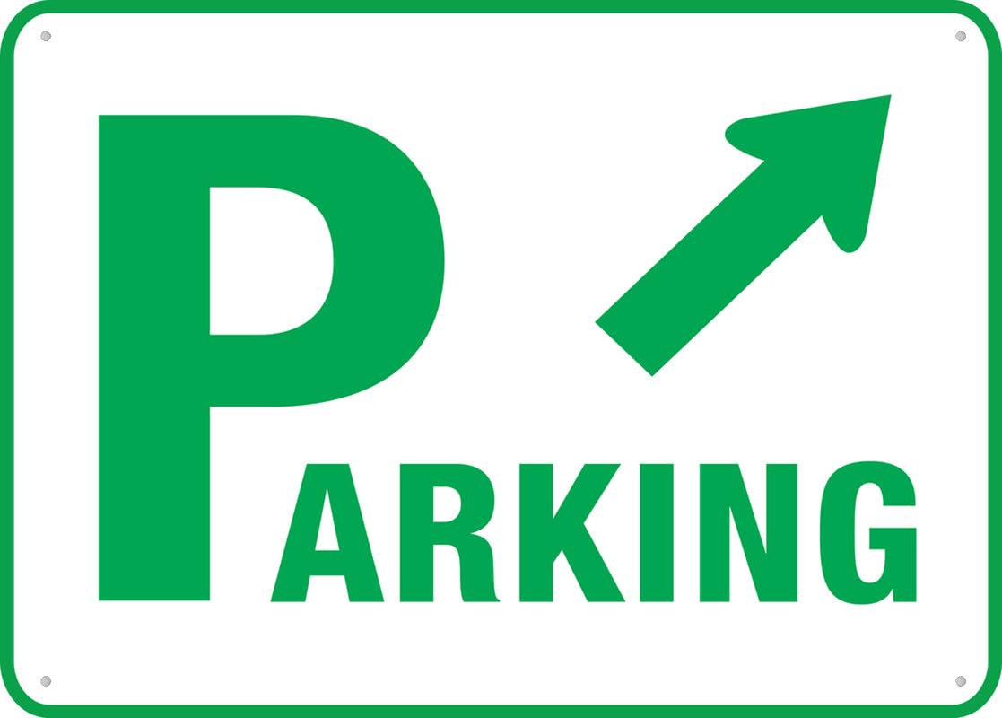 Parking (Straight/Right) Aluminum Metal Sign 12"x8" Rust-Free Pre-Drilled Holes Weather Resistant For Home/Office/Business/Yard Use