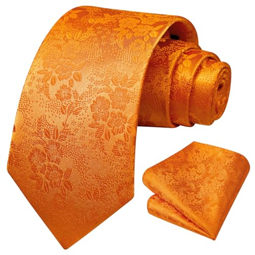 Image of HISDERN Mens Ties Solid Color Tie and Pocket Square Set Classic Woven Formal Neckties & Handkerchief Wedding Party