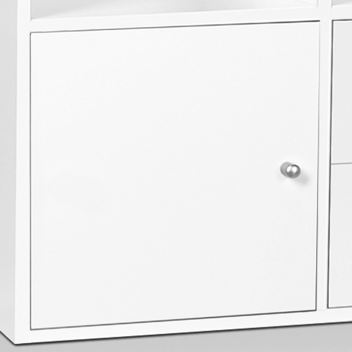 IDMarket - Meuble de Rangement en escalier Liam 3 Niveaux Bois Blanc Fond Gris avec Porte et tiroirs