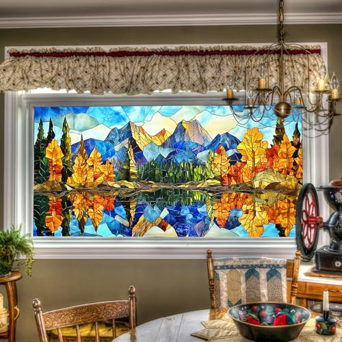 Vinilo decorativo para ventana con diseño montañas vidriadas 39.3x17.7 in miniatura 1
