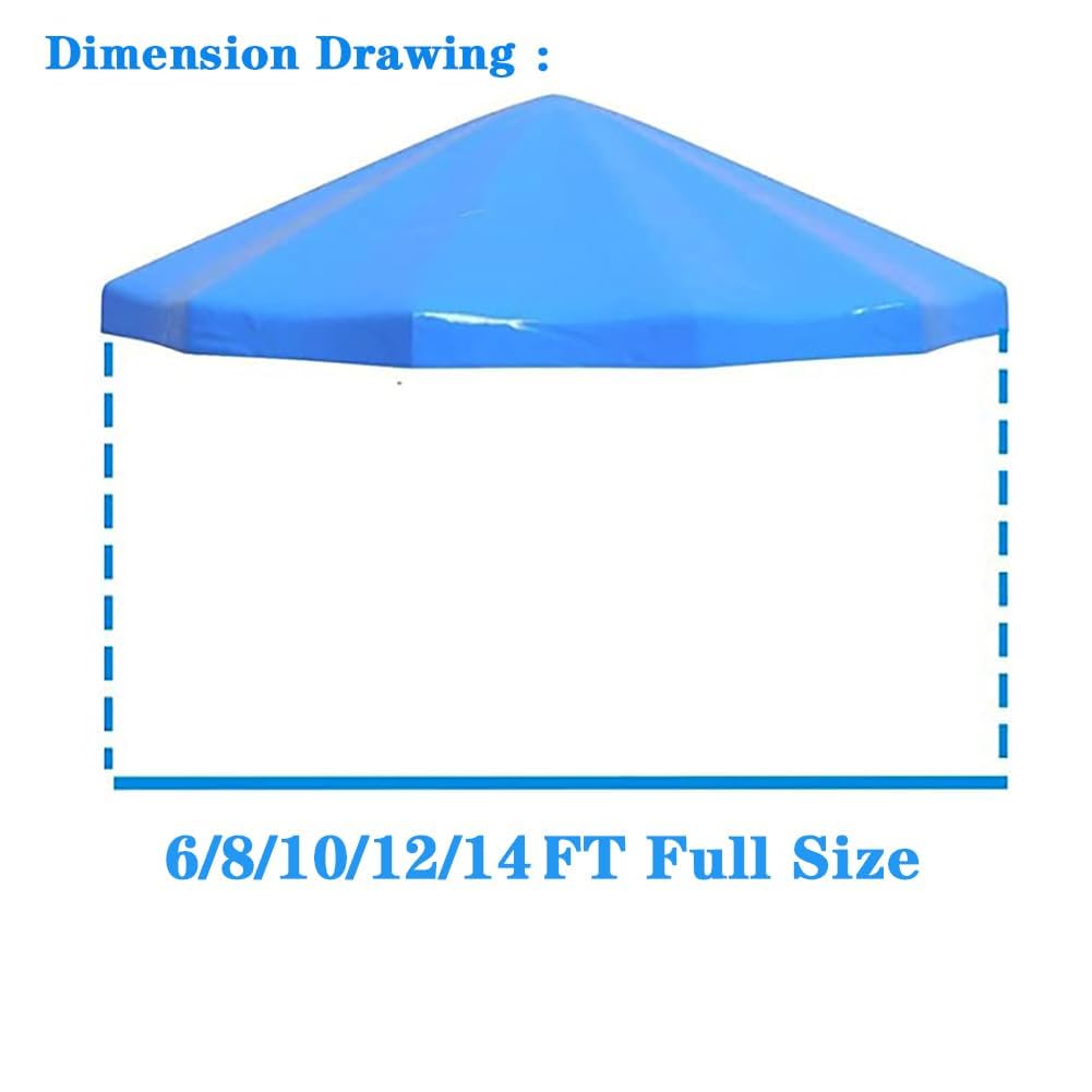 6 ft 8 ft 10 ft 12 ft 14 ft Trampoline Canopy, Outdoor Shade Canopy with top Bracket, Trampoline Canopy Accessories (Blue, 10FT)