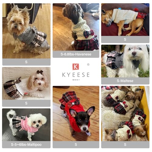 Kyeese Dog Sweater Pullover Dog Sweater For Small Dogs Male Comfy Small Dog Sweater With Bowtie Buffalo Check Dog Coats Dog Clothes Turtleneck Dog Sweater Dress Knitwear Puppy Sweater thumb #5