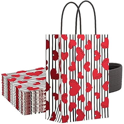 ECOHOLA 24 Pcs Party Treat Bags with handles for Mother's Day, Valentine's Day, School Classrooms Exchange Party, 9"x6.3"x3.2" Cover