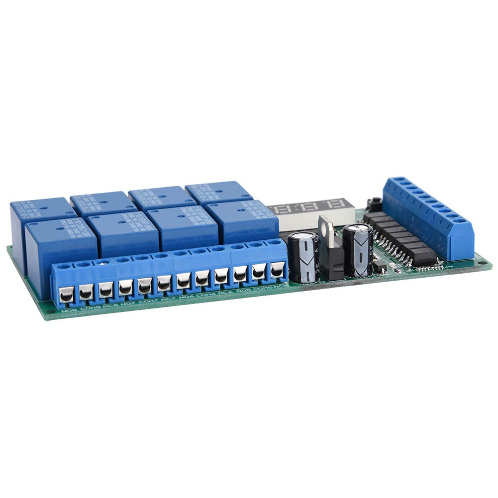 Relais de minuterie, DC 12V Module de relais à 8 canaux Module de relais de temporisation multifonction Carte d'interface Module de commutation de relais de temporisation
