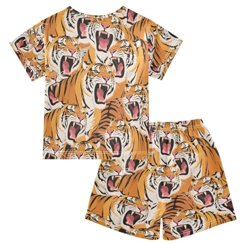 Little Boys Girls Sleepover Pajama Set Short Pjs Pyjamas Set for Teens Loungewear 12Y Colorful Cartoon Animal Tigers pijama para jovenes hombres2
