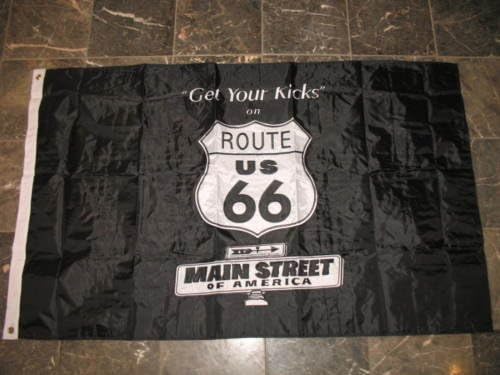 Moon 3x5 Embroidered Rte 66 Flag Black Double Sided Sewn Nylon Banner Get Your Kicks - Bright Color UV Resistant - Prime Outside Garden Cave Home Decor