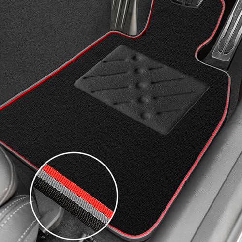 Car Mats to fit BMW 3 Series (F30 / F31) (2012-2018) Black Carpet with Grey & Red Trim & Black Rectangle Heel Pad [1398] - Image 2