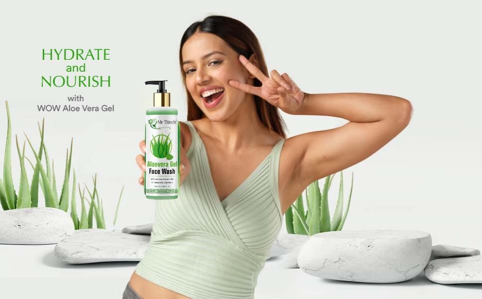 Mr.Thindz Aloe Vera Gel Face Wash 100ml, Natural Aloe Vera Face Cleanser for Glowing Skin, Hydrating Soothing Anti-Acne Gel Face Wash for Men & Women, Suitable for All Skin Types 4