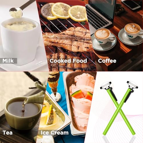 KT THERMO Kitchen Thermometer with 5 Inch Long Stem,Immediate Read Pocket Thermometer 1 Inch Dial Food Thermometer for Milk Frothing Oven Meat Cooking Probe Grill Coffee Water BBQ (2 Pcs) (Green)