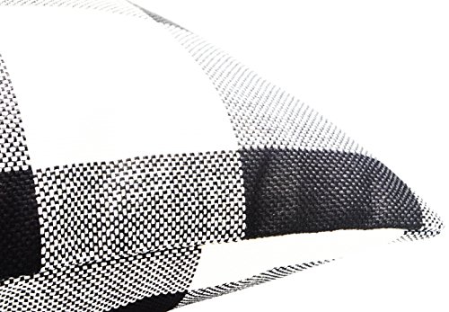 Foucome 18" Home Cotton Linen Car Bed Sofa Pillow Case Farmhouse Tartan Plaid Waist Cushion Cover,Set Of 2, Black/White #TOP2