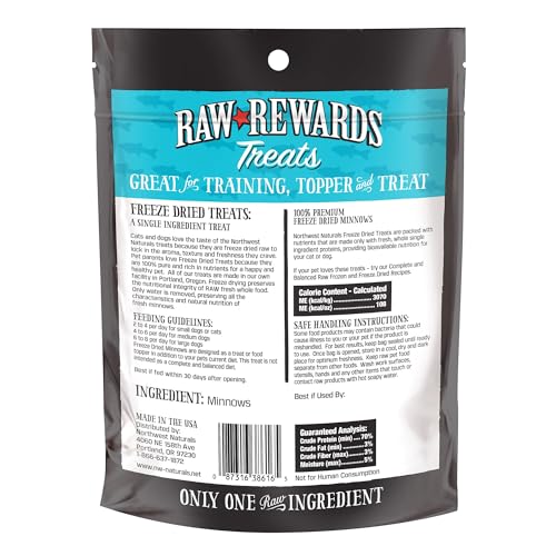 Northwest Naturals Raw Rewards Freeze-Dried Minnow Treats for Dogs and Cats - Bite-Sized Pieces - Healthy, 1 Ingredient, Human Grade Pet Food, All Natural - 1 Oz - Thumbnail 7
