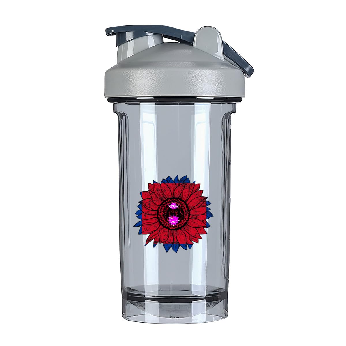 Vintage Sunflower Nepalese Flag 18 Ounce Shaker Cup,Fashion Theme Pattern Shaker Bottle Leak-proof Workout Shake Bottles 500ML/18 oz Perfect for Pre Workout Gray 0