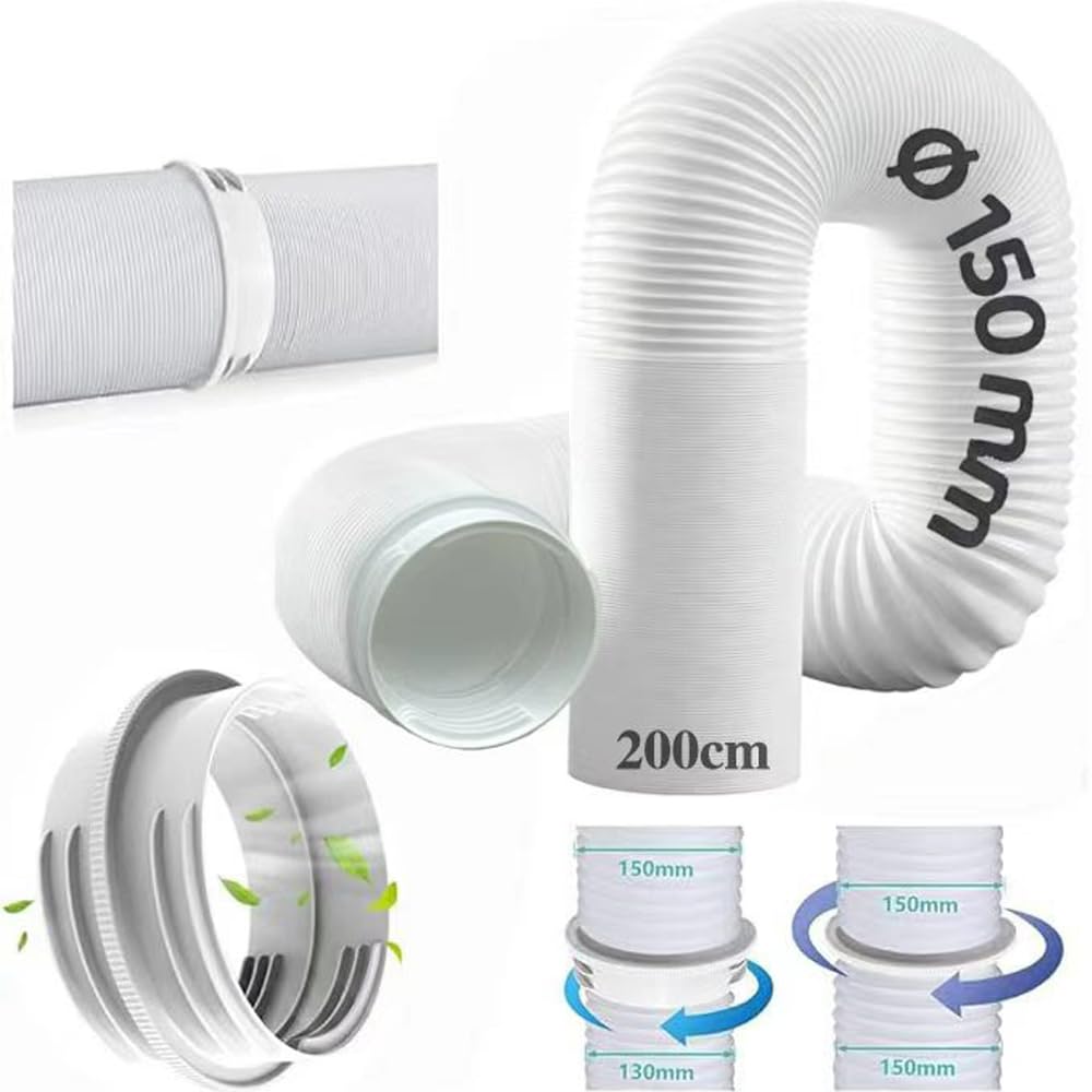 Klimaanlage Schlauch Verlängerung 200cm mit Adapter 130mm innen/150mm außen,Abluftschlauch Klimagerät,Klimaanlage Verlängerungsschlauch,Klima Abluftschlauch,Klimaschlauch für Klimaanlage