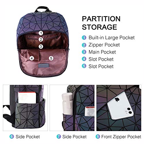 Lovevook Geometric Luminous Purses And Handbags For Women Holographic Reflective Backpack Crossbody Bag Wallet #TOP5