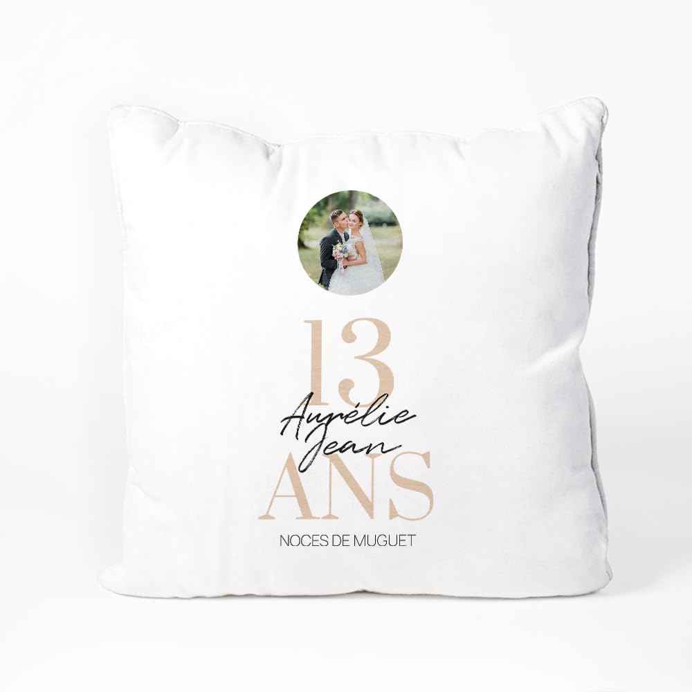 Coussin personnalisé noces de muguet le cadeau de mariage idéal pour treize ans