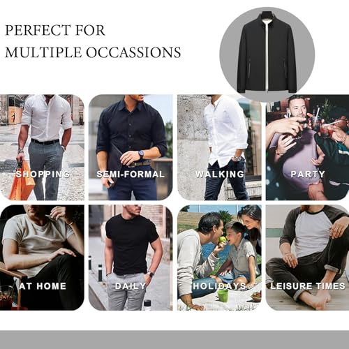 Men's Standing Collar Zipper Casual Jacket, Men Lightweight Business Windbreaker, Stylish Work Coat2