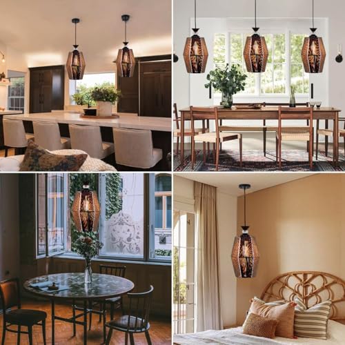 Image of Groeien Crystal Silk Weave Metal Hanging Pendant Ceiling Lamp Fixture | Chandelier for Home, Indoor, Outdoor,Living Room, Bedroom(Bulb Included)(HexaWeave, 1)
