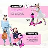 3 Wheel Scooter for Kids Toddler Age 3-6, Kick Scooter with LED Flashing Light Up Wheels, Removable Seat&Push Handle, Adjustable Handlebar, Lightweight Scooters Toddlers Children Boys Girls - Image 6