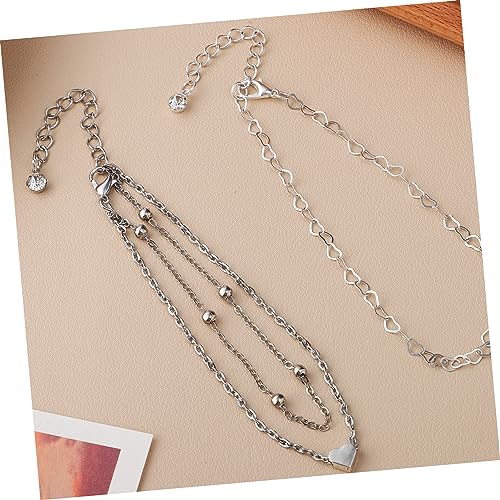 Tobillera con dije de corazón ajustable para mujer joya plateada de verano 2
