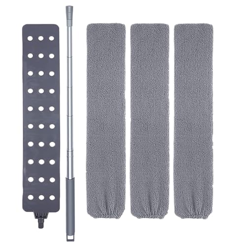 Genérico Limpiador de Polvo para Suelos Planos,Fregona Plana Retráctil | Paño para Desempolvar Tabletas | para Hogar, Baño, Techo, Persianas, Zócalo, Azulejo, Pared, Suelos De Madera