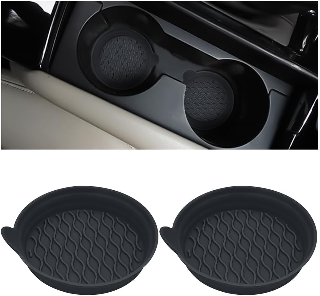 2-Pack Silicone Car Cup Holder Coasters - Non-Slip, Heat-Resistant Pads for Spill-Proof Interior Protection