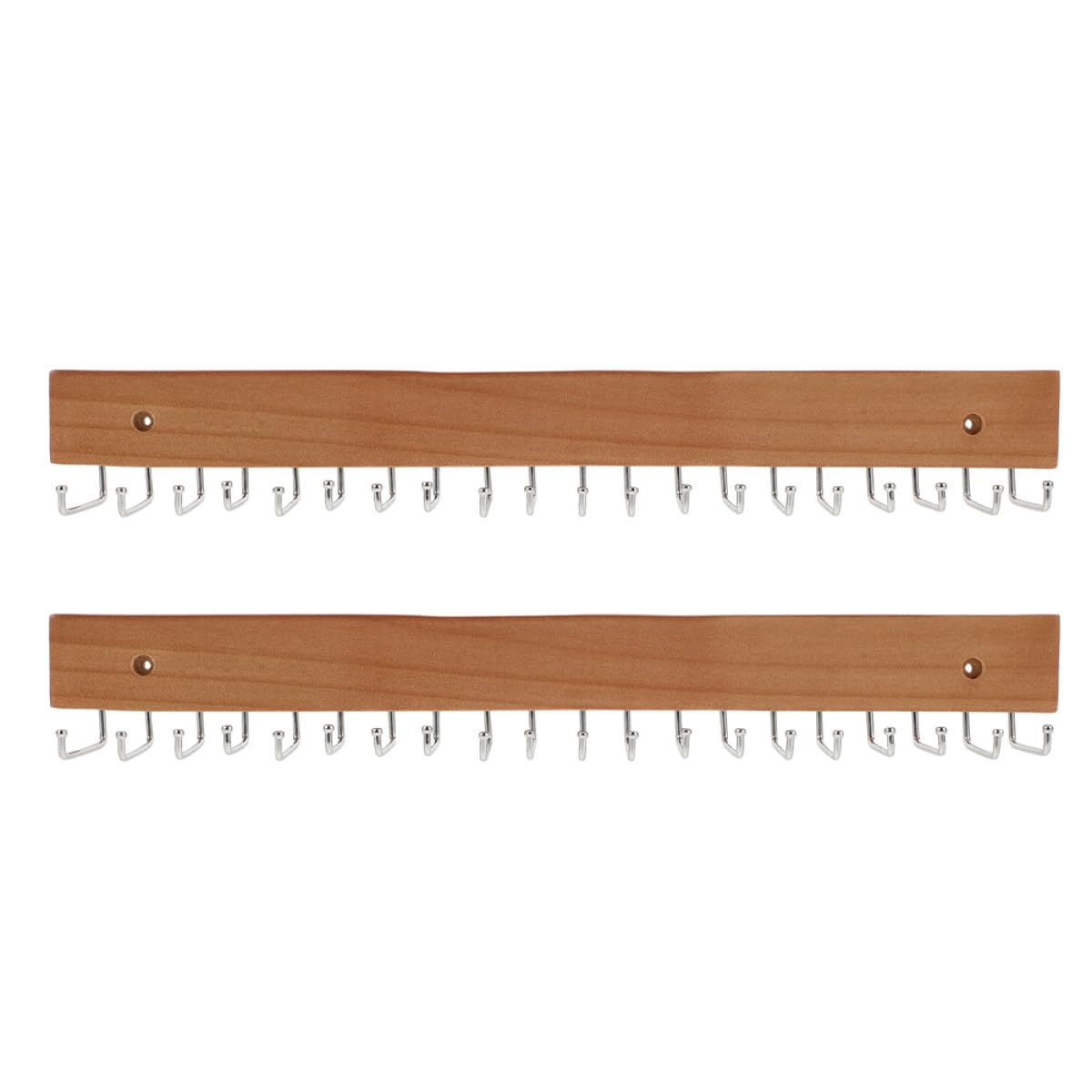 Porta Cravatte da Armadio 2 Pezzi in Legno e Ferro 20 Ganci | Design Salvaspazio, Installazione Semplice, Finitura Kaki, per Ingresso e Camera da Letto