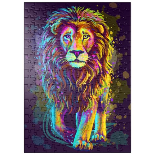 Portrait Artistique d'un Lion en Néon dans Le Style Pop Art - Premium 200 Pièces Puzzle - Collection spéciale MyPuzzle de Puzzle Galaxy Cover