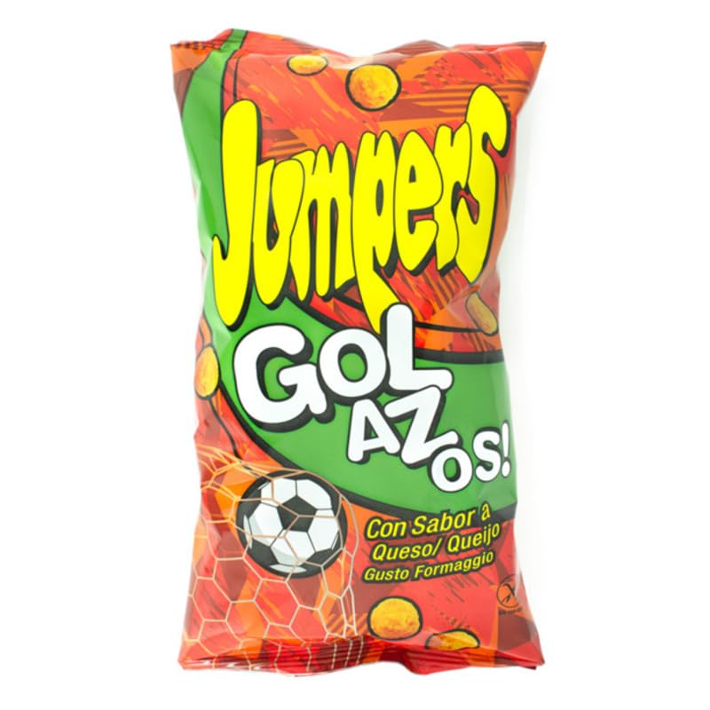 Caja 16 Bolsas de Golazos Jumpers Queso | 16x110 g | Snack Crujiente Sin Gluten | Aperitivo de Maíz Sabor Queso | Ideal para Tiendas, Eventos o Consumo Familiar