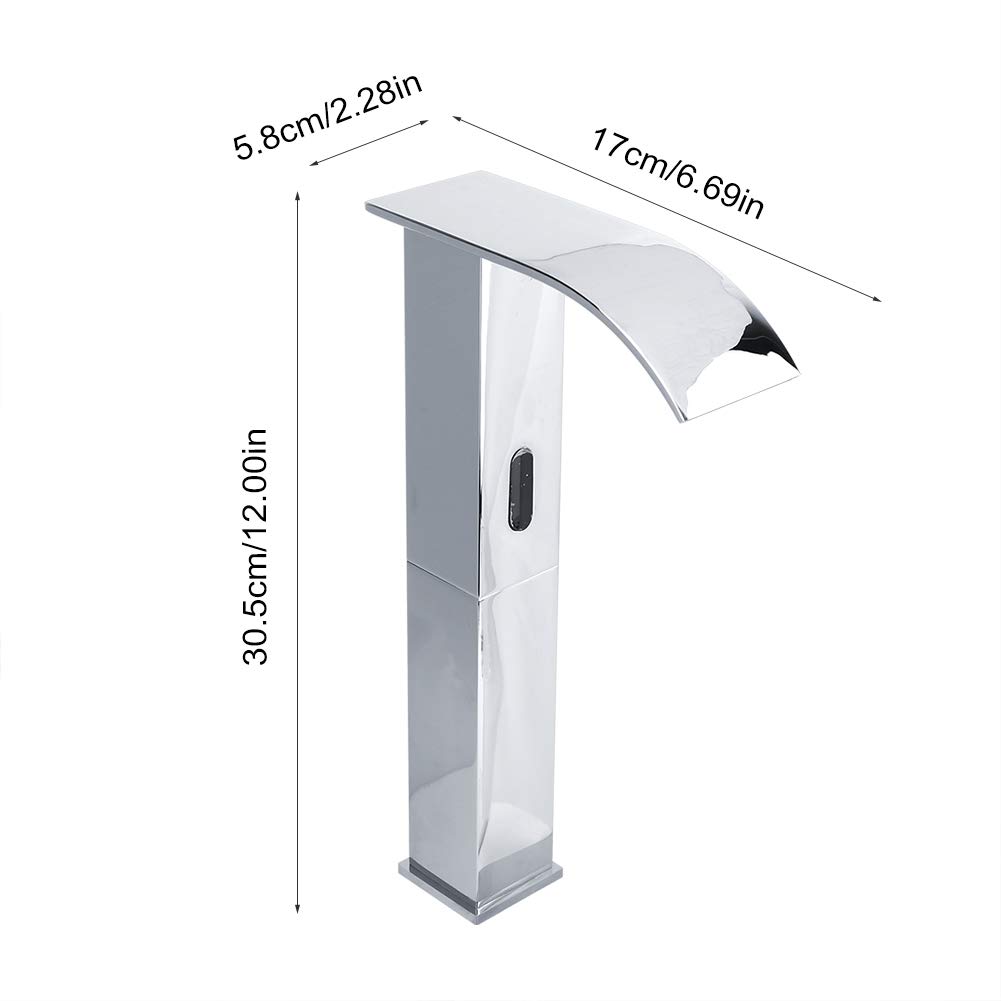 Rubinetto Lavabo Bagno con Sensore a Infrarossi Touchless e Flusso a Cascata in Ottone Anticorrosione per Uso Domestico, Ufficio, Centro Benessere