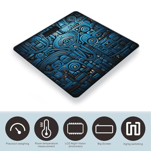 Báscula digital de baño patrón tribal azul y negro miniatura 3