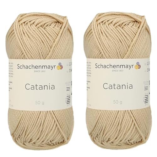 Image of [ Set of 2 Skeins ] SMC Catania Originals 100% Mercerized Cotton Yarn, Total 3.52 Oz. Each 1.76 Oz (50g) / 136 Yrds (125 m) Amigurumi Yarn Fine-Sport 2 (404 Sand)