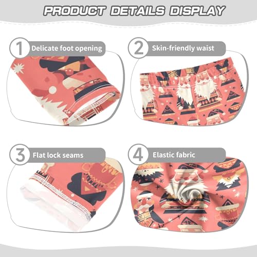 KLL Christmas Santa Red Pastel Pink Toddler Baby Girl Athletic Leggings Stretch High Waisted Pants Sports3