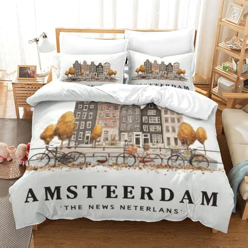 Housse de couette super king anti-allergie a fermeture eclair motif plage tropicale 3D
