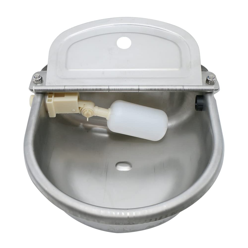 HUFFA Bebedero for Ganado 4L 304 de Acero Inoxidable, abrevadero for Caballos, ovejas, Cerdos, Flotador, Bebedero automático for Perros, Bebedero for Perros, Acceso for toros