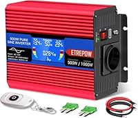 ETREPOW 500w Wechselrichter 12v auf 230v Reiner Sinus Spannungswandler mit 2 USB,Drahtlose Fernsteuerung,LCD Bildschirm -Spitzenleistung 1000w Kfz Inverter