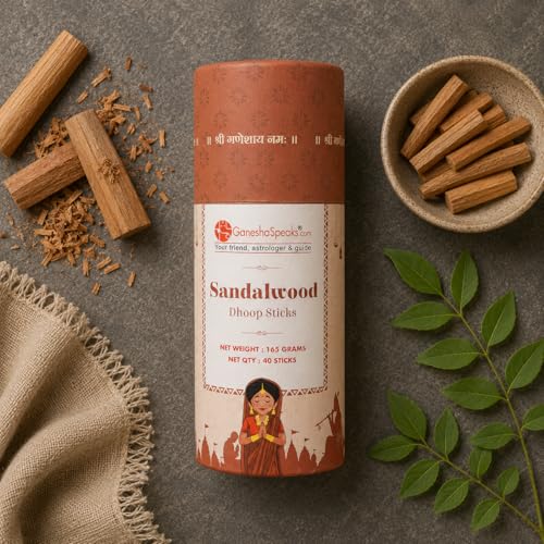 Image of GaneshaSpeaks Bambooless Dhoop Sticks with Sandalwood Fragrance | 40 Pieces | Handcrafted by Skilled Artisans | Eco-Friendly | Pure Aroma | Free Ceramic Stand