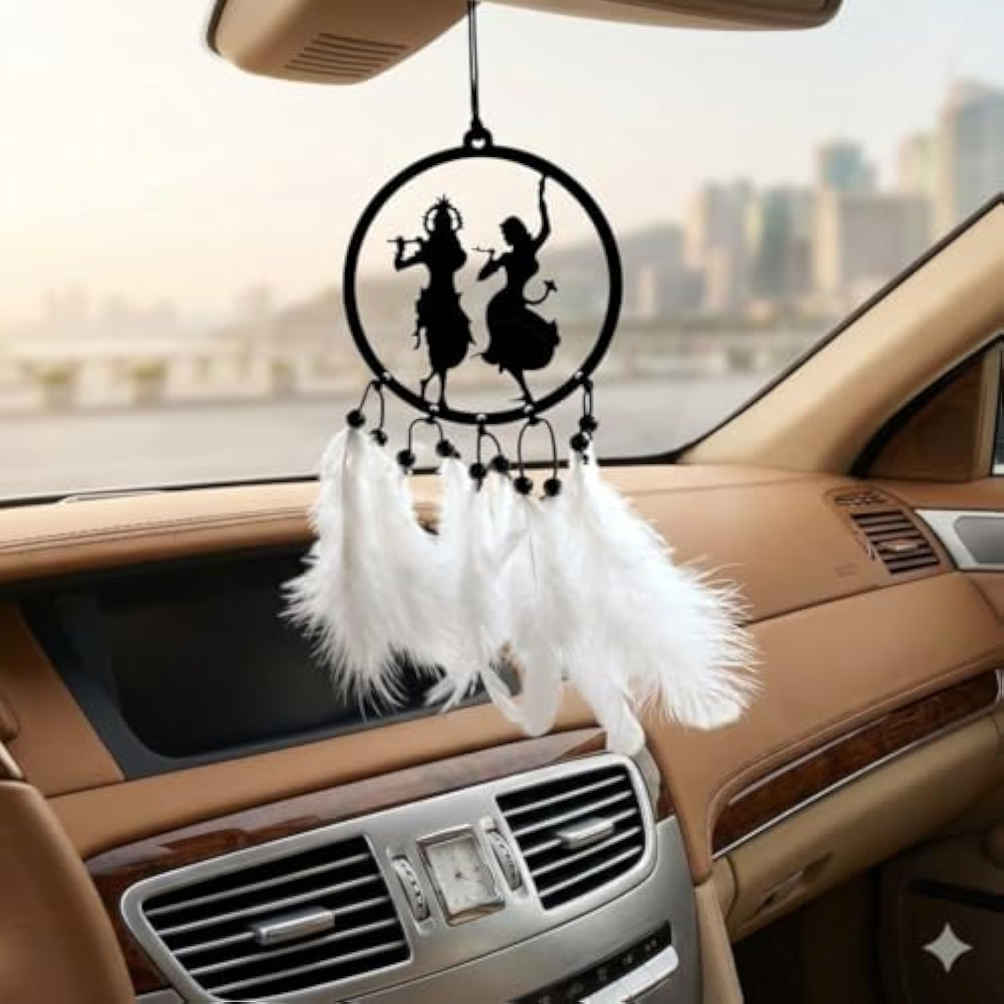 Radha Krishna Acrylic Car Hanging Dream Catcher