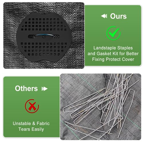 Fotmishu 6" Landscape Staples 100Pcs Garden Stakes With 100Pcs Gasket, Spray Coating Craft Landscape Pins, 11 Gauge Anti-Rust Ground Yard Spikes Anchoring For Outdoor Tents Irrigation Hoses #TOP2